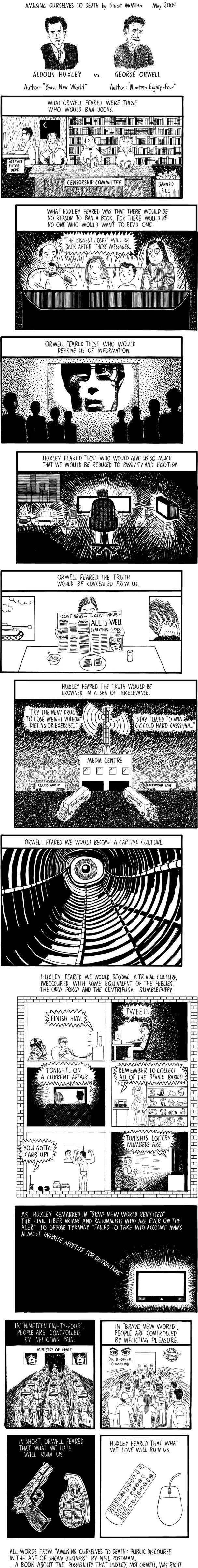 a webcomic that looks at the possibility that huxley was more right than orwell